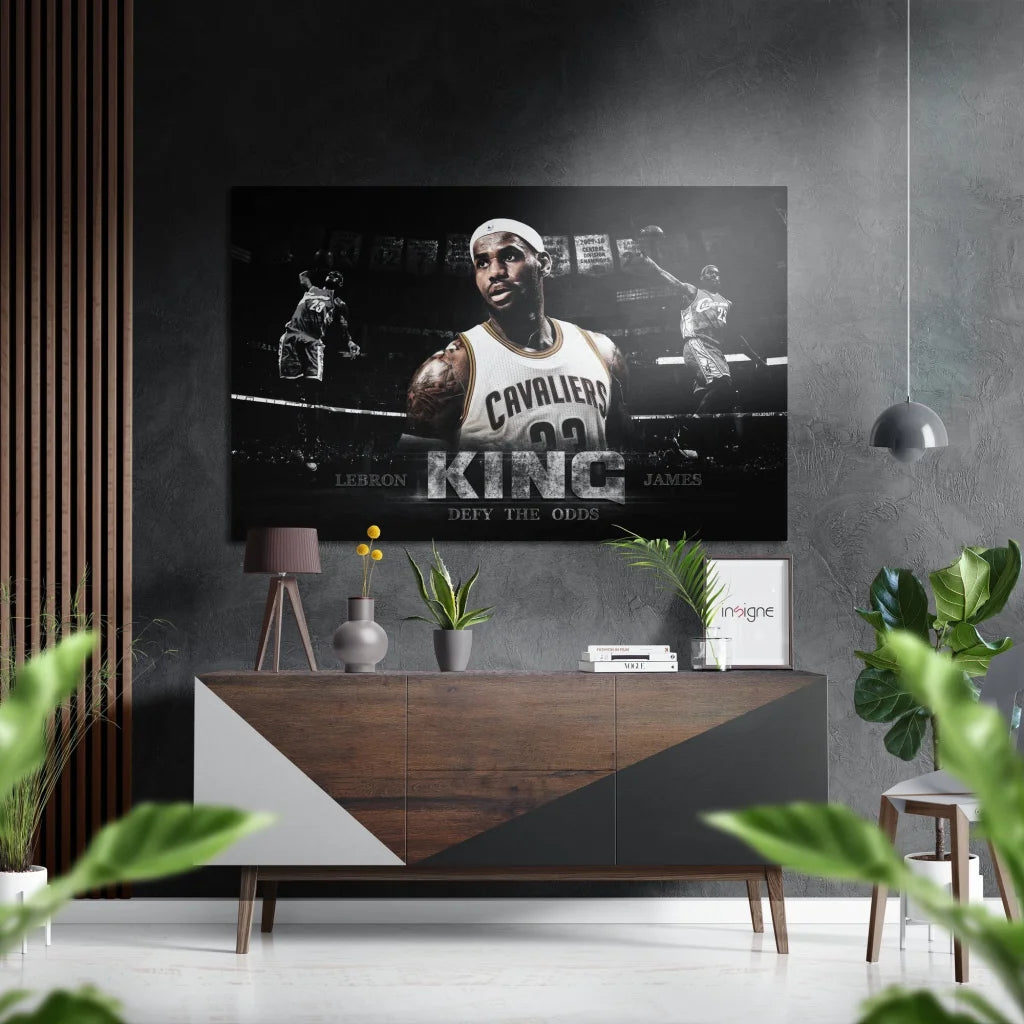 LeBron King Brushed Aluminium Dibond Wall Art Print | Insigneart USA | vintageantiquesgifts.com