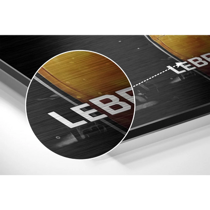 LeBron James Lakers jersey on brushed aluminium dibond poster