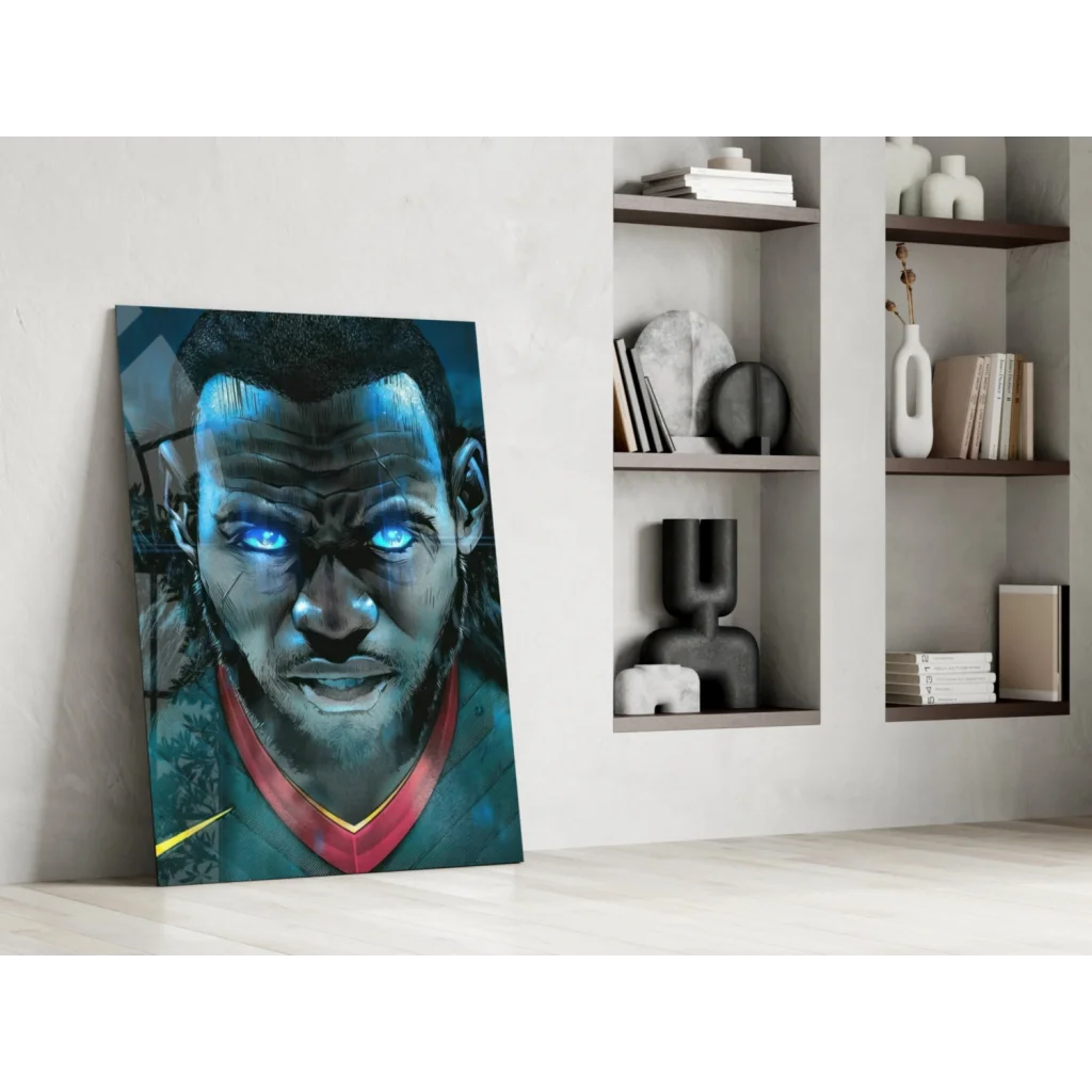 LeBron James glowing eyes wall art canvas portrait