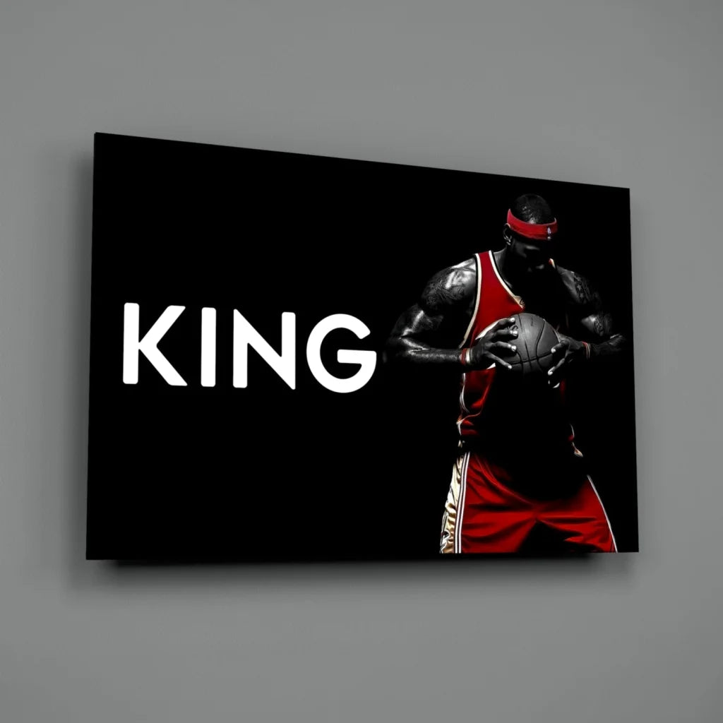 King Basketball Player Glass Wall Art Canvas Print | Glass Wall Art Print | vintageantiquesgifts.com