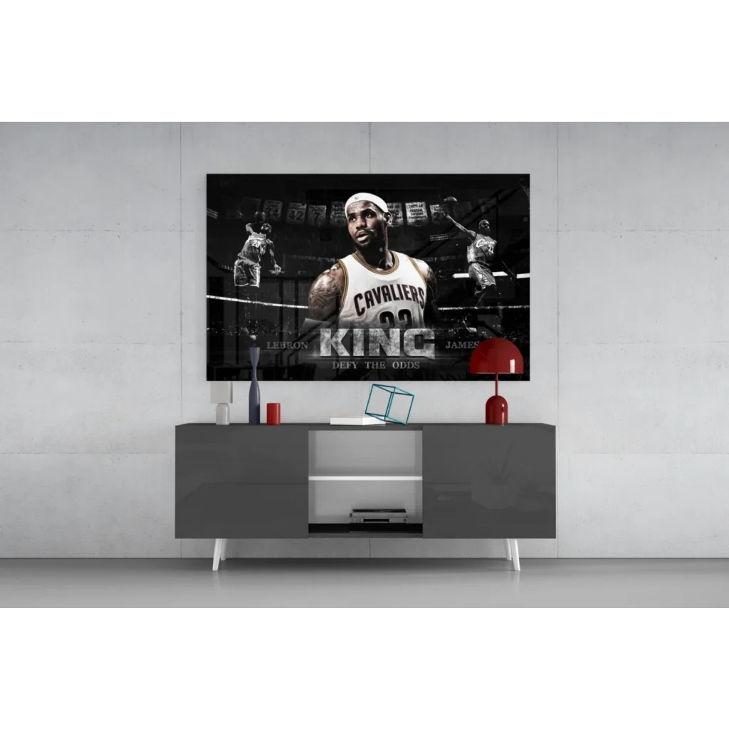 LeBron James king glass wall art Cavaliers print poster