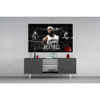 LeBron James king glass wall art Cavaliers print poster