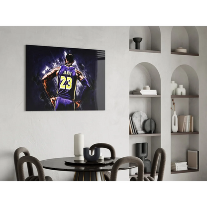 LeBron James Lakers 23 Jersey Glass Wall Art Canvas Print