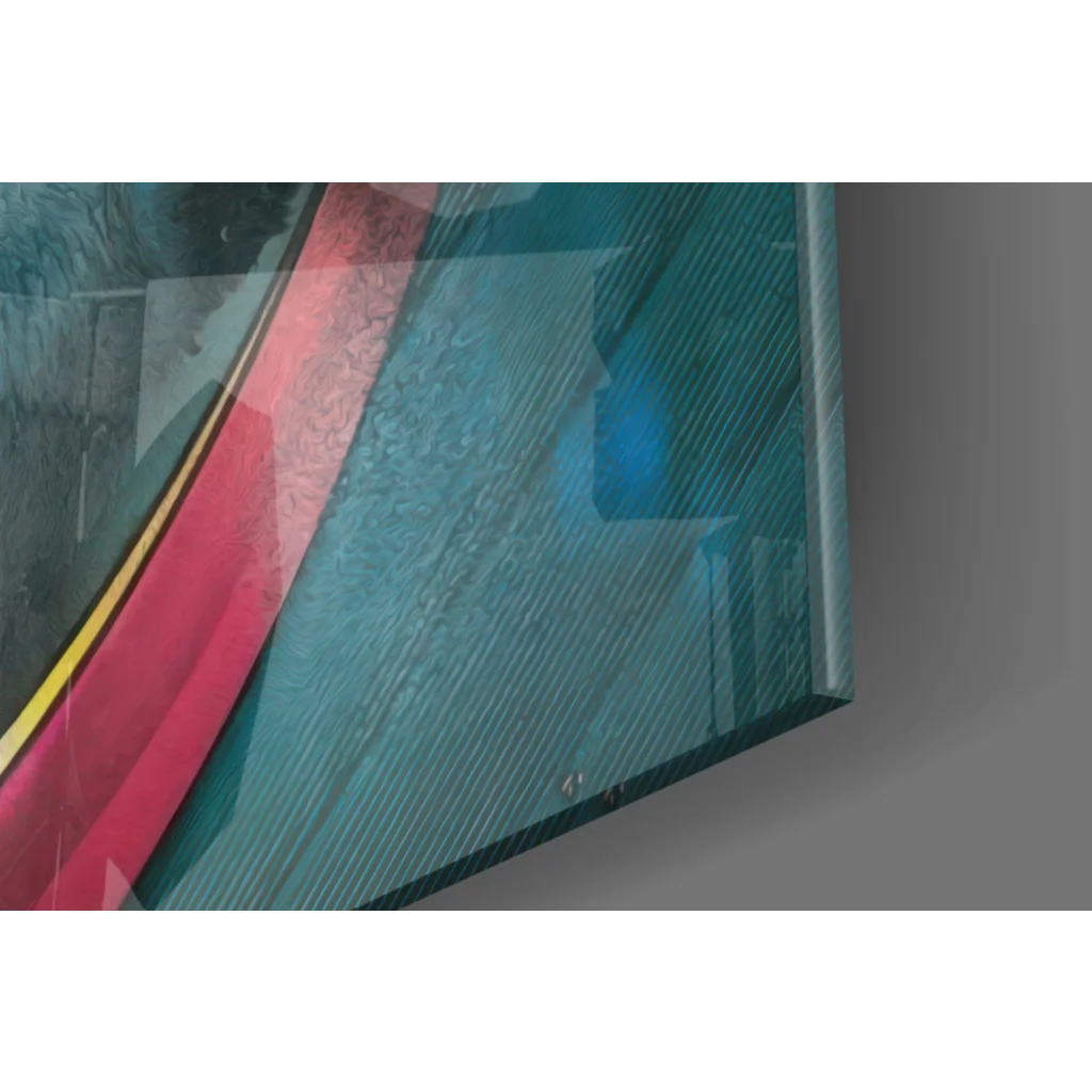LeBron James glowing eyes basketball wall art with teal red yellow stripes