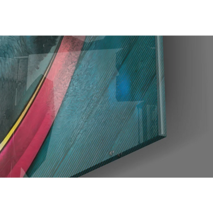 LeBron James glowing eyes basketball wall art with teal red yellow stripes