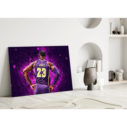 LeBron James Lakers 23 Canvas Wall Art Purple Gold Print | Modern Wall Art Decor | vintageantiquesgifts.com