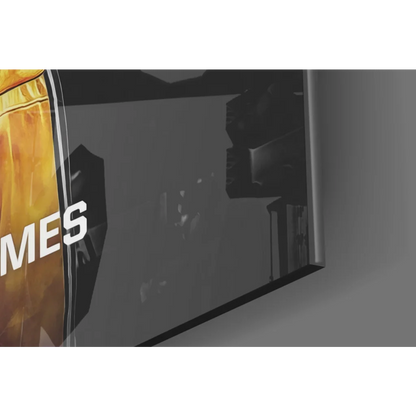 LeBron James Lakers championship glass wall art poster with glossy gold mes text