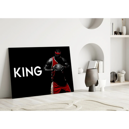 King Basketball Player Glass Wall Art Canvas Print | Modern Wall Art Decor | vintageantiquesgifts.com