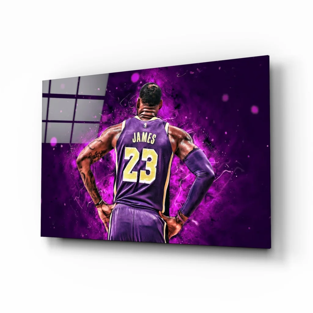 LeBron James Lakers 23 Canvas Wall Art Purple Gold Print | Insigneart USA | vintageantiquesgifts.com