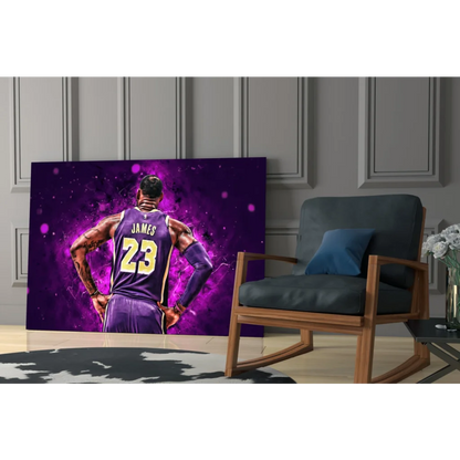 LeBron James Lakers 23 back-view canvas wall art purple print