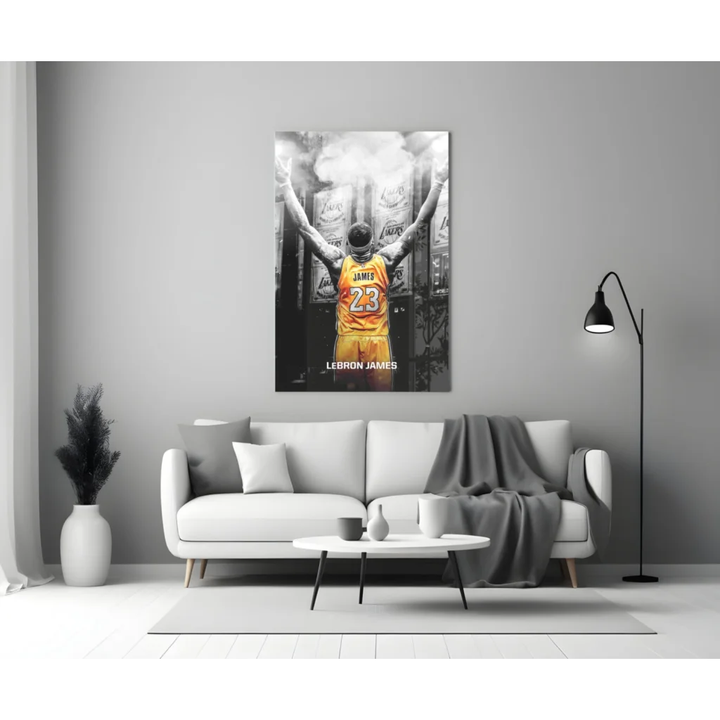 LeBron James Lakers championship glass wall art poster
