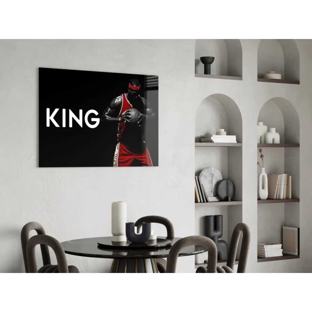 King Basketball Player Glass Wall Art Canvas Print