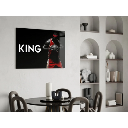 King Basketball Player Glass Wall Art Canvas Print