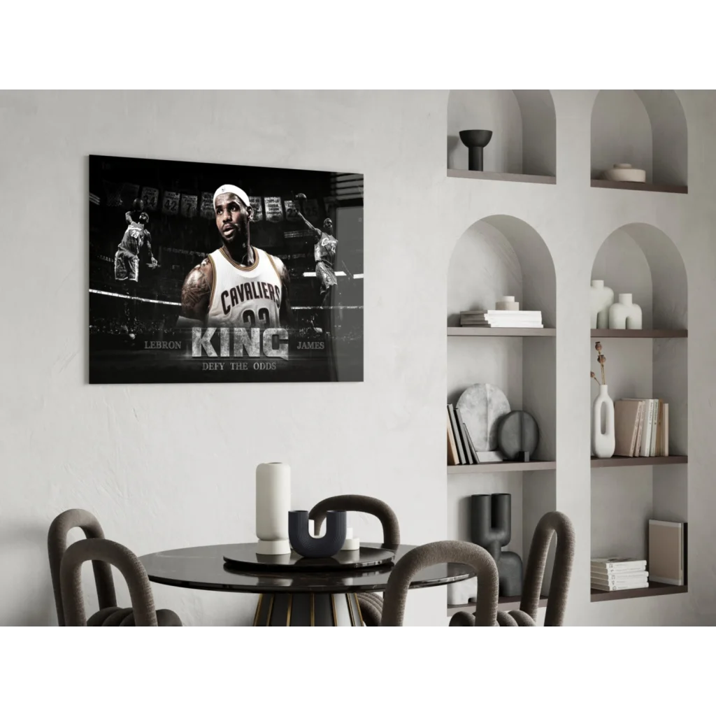 LeBron James king glass wall art Cavaliers print poster
