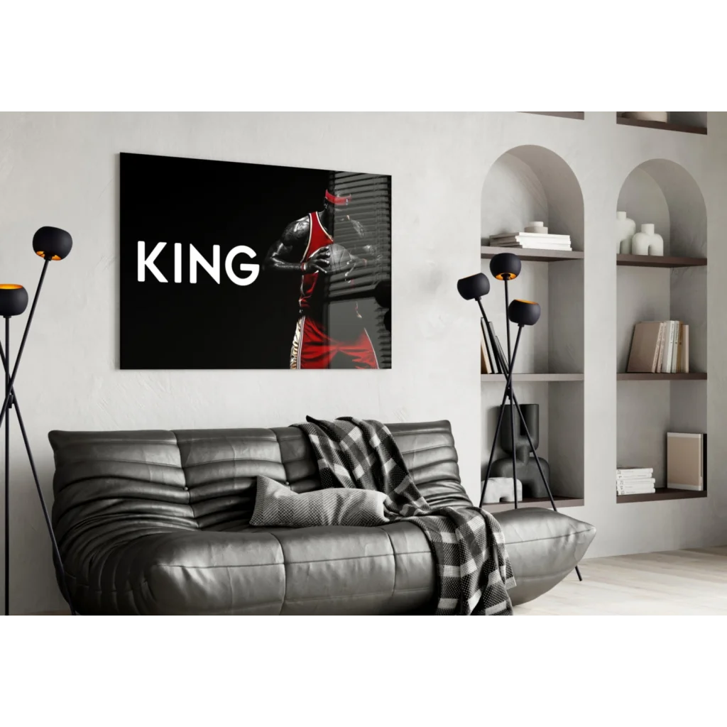 King Basketball Player Glass Wall Art Canvas Print | Contemporary Home Wall Art | vintageantiquesgifts.com