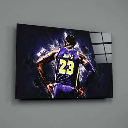 LeBron James Lakers 23 Jersey Glass Wall Art Canvas Print | Glass Wall Art Print | vintageantiquesgifts.com
