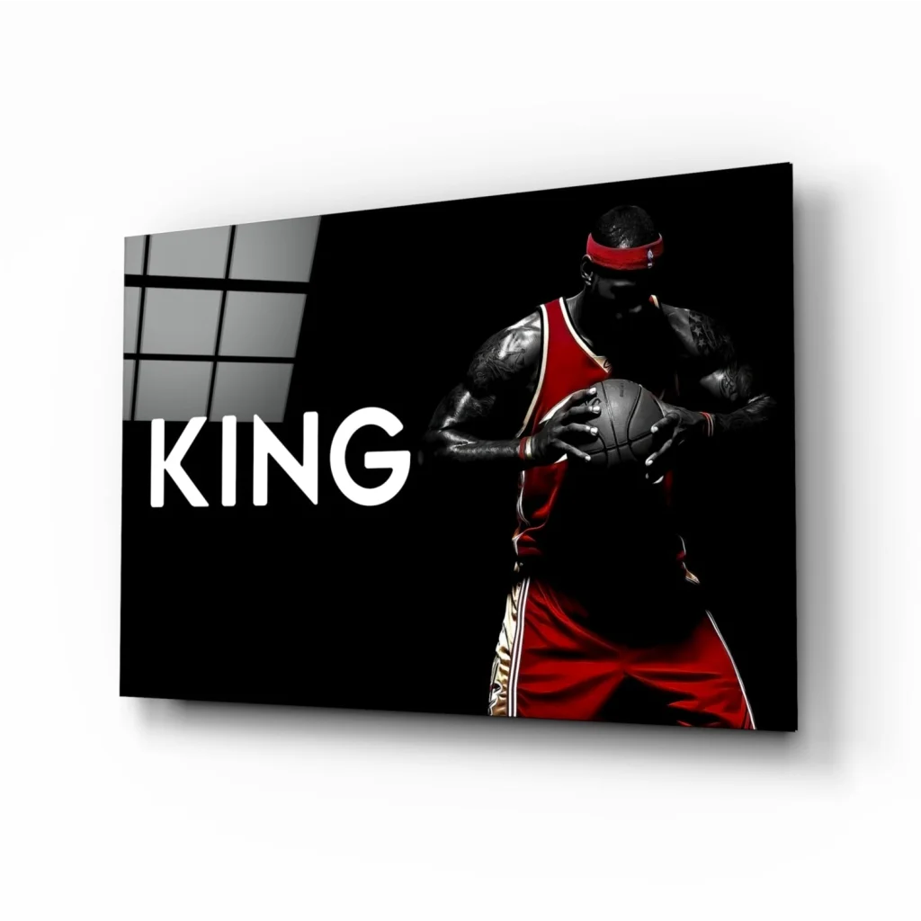 King Basketball Player Glass Wall Art Canvas Print | Insigneart USA | vintageantiquesgifts.com