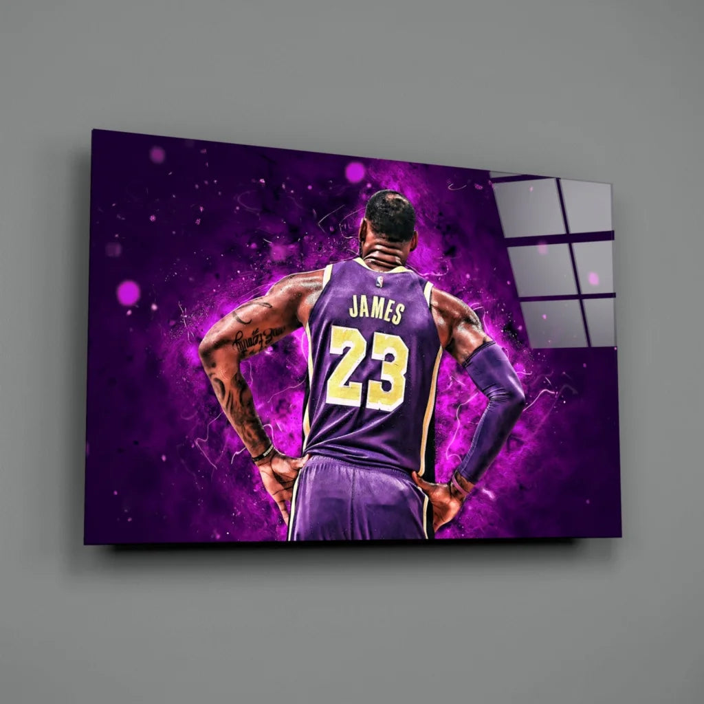LeBron James Lakers 23 Canvas Wall Art Purple Gold Print | Glass Wall Art Print | vintageantiquesgifts.com