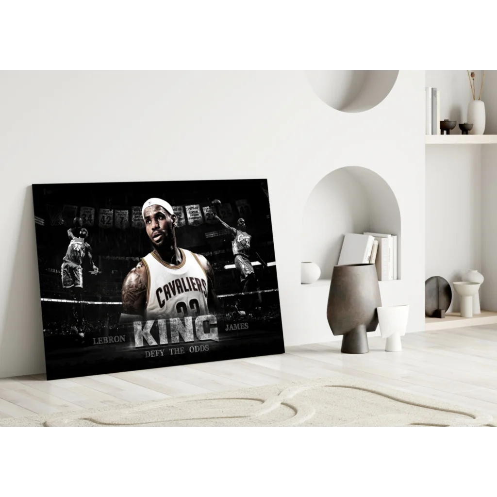 LeBron James king canvas wall art Cavaliers print in black and white
