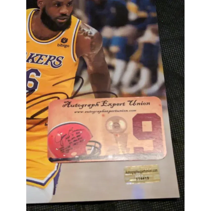 Autographed LeBron James Lakers jersey with EUA COA authenticity card collectible