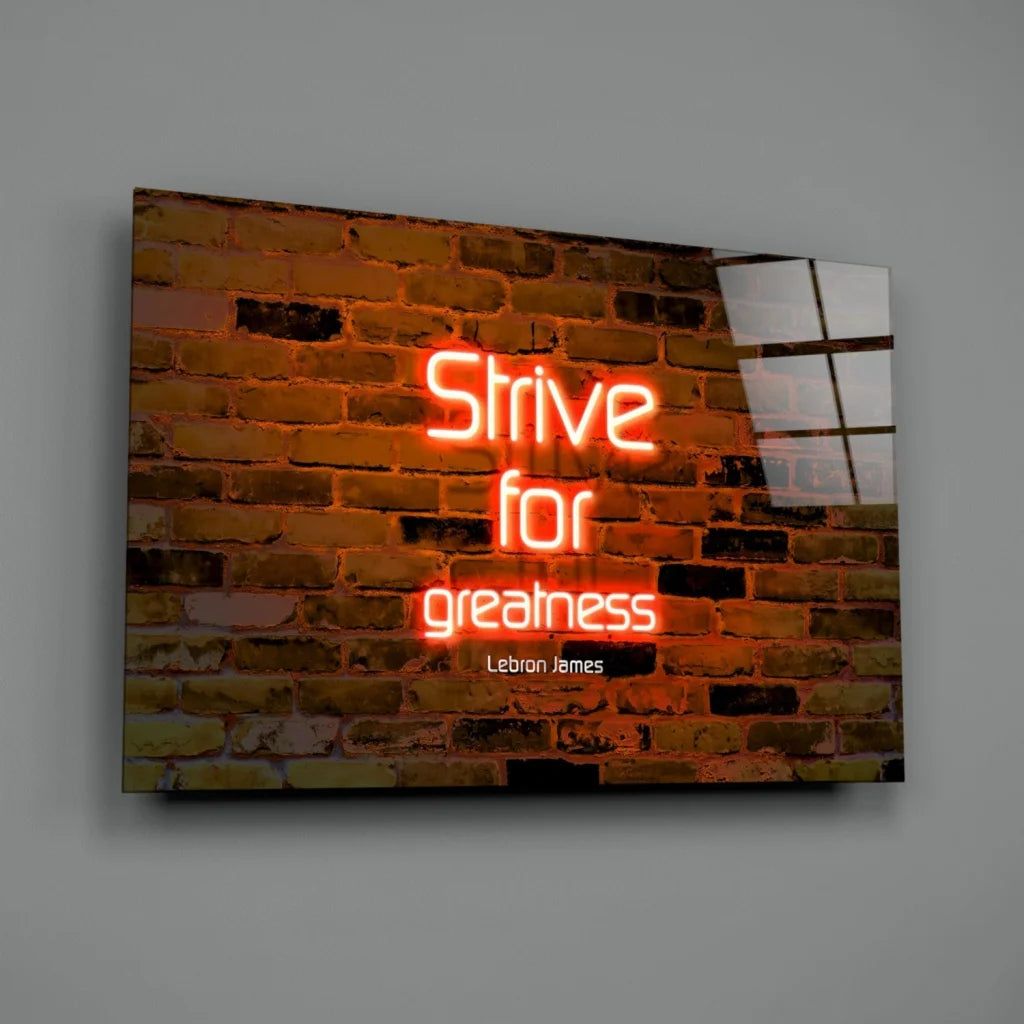 LeBron James Strive for Greatness neon glass wall art sign