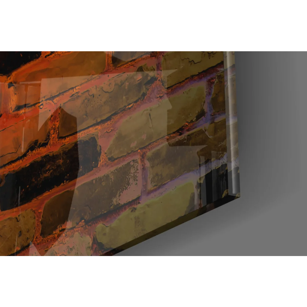 LeBron James Strive for Greatness neon glass wall art with orange brick tones