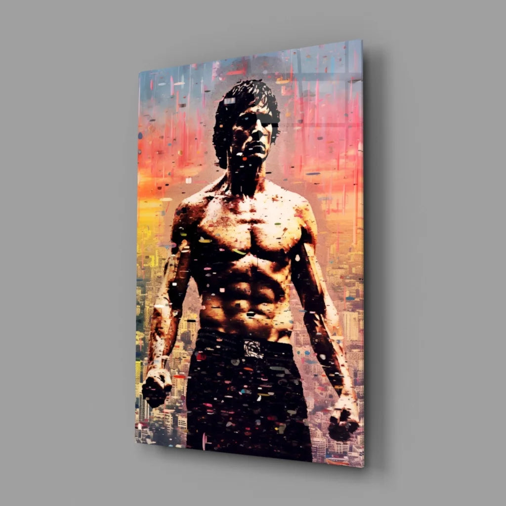 Bruce Lee Canvas Wall Art in Bold Vibrant Colors | Glass Wall Art Print | vintageantiquesgifts.com