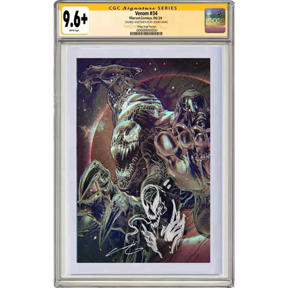 Lee Price signed Venom #34 comic art in silver frame