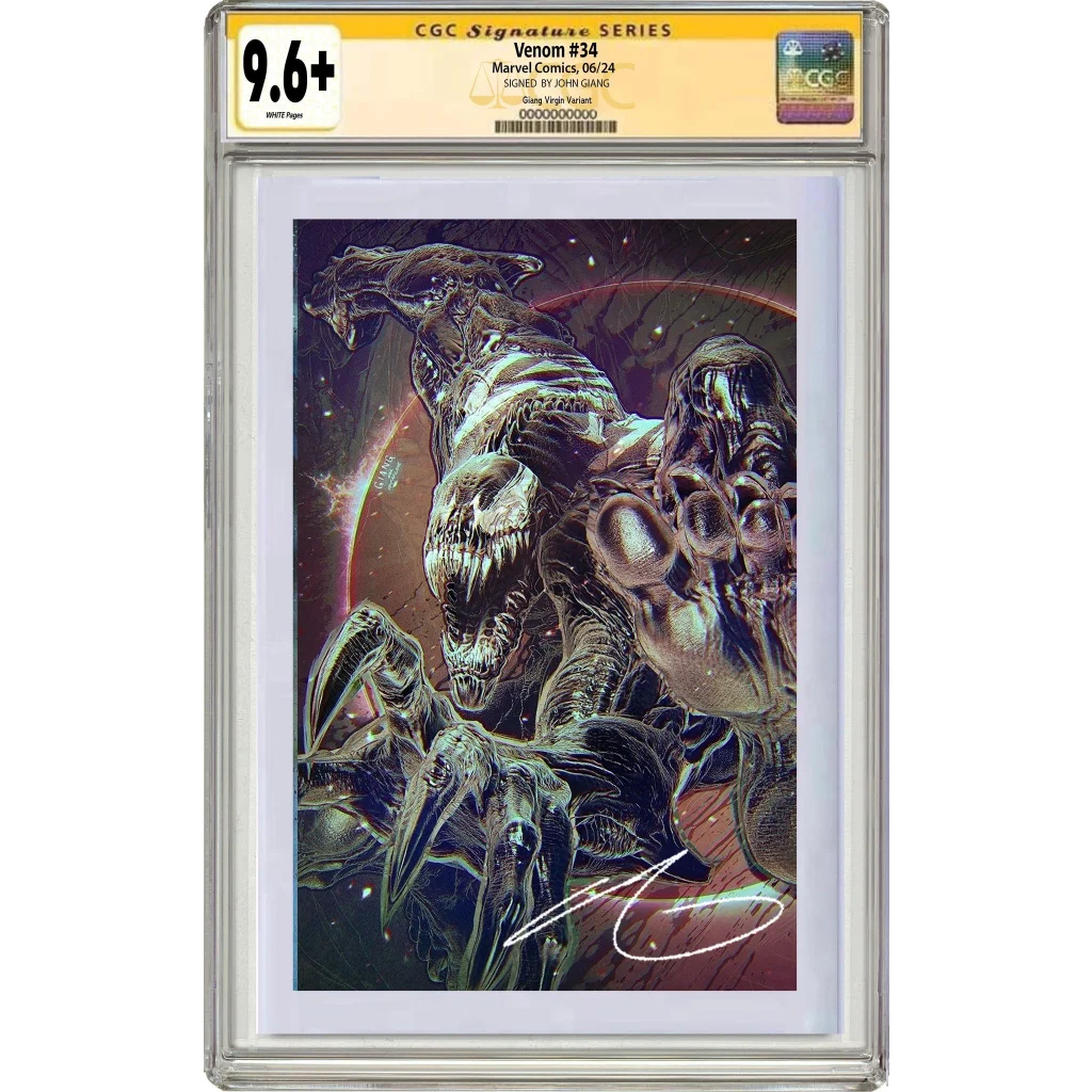 Signed Lee Price Venom #34 comic book poster with symbiote alien