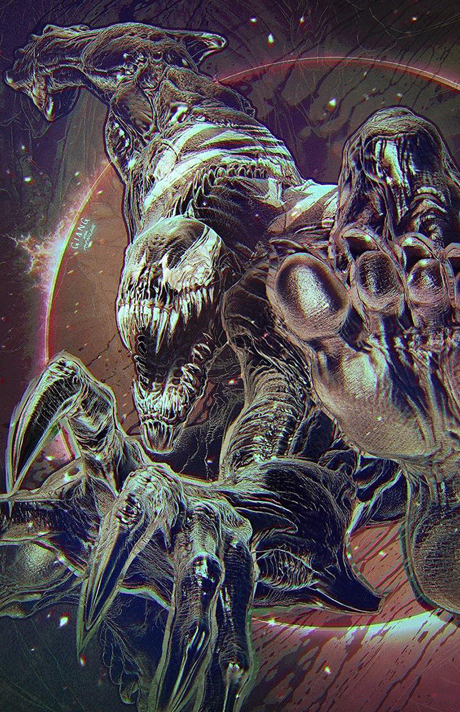 Lee Price Venom Symbiote alien creature poster with intricate dark details