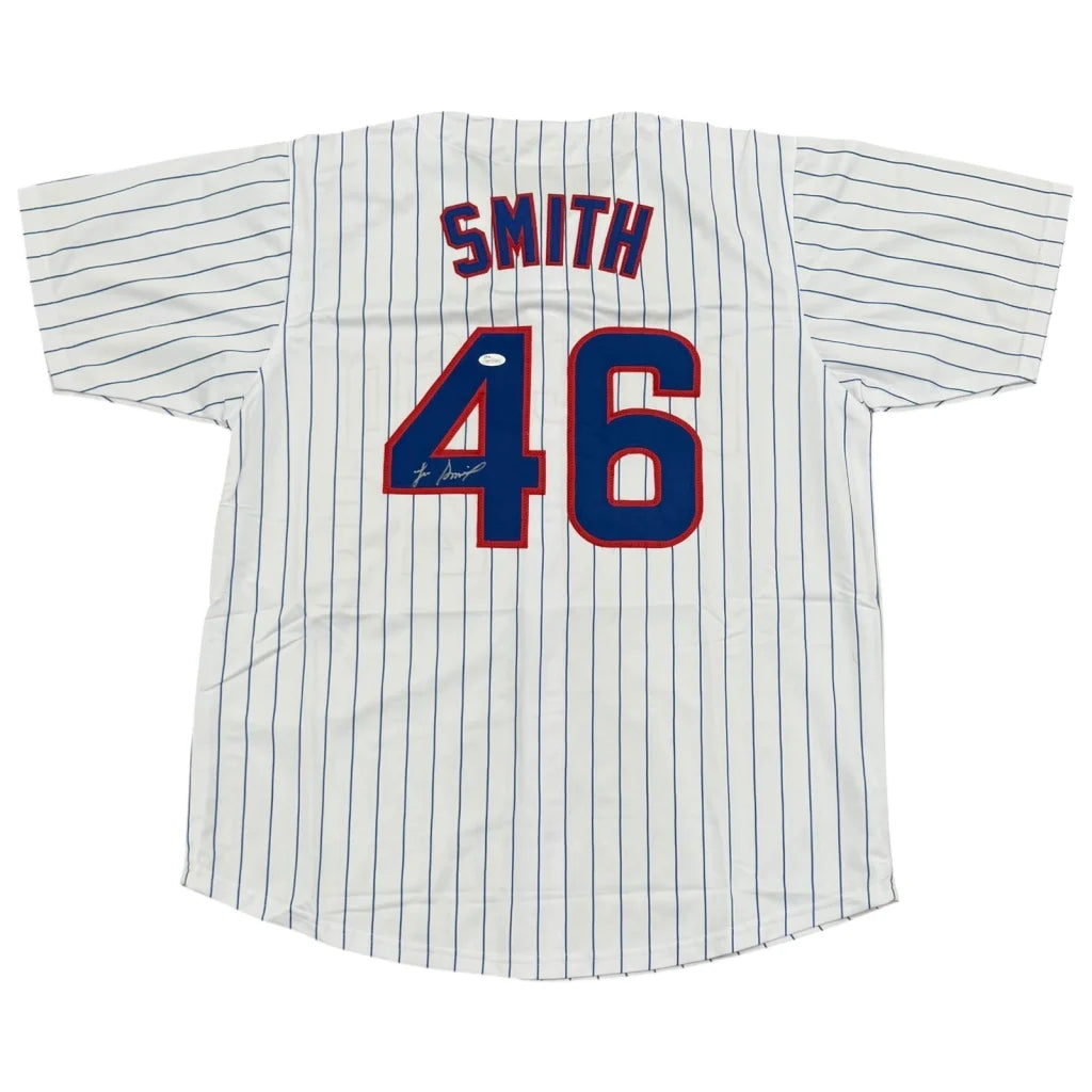Lee Smith autographed Chicago pinstripe #46 jersey with Smith and 46