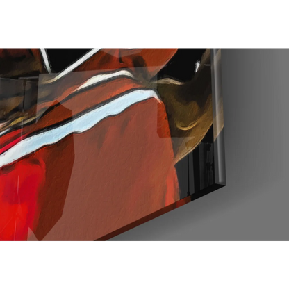 Red and black abstract glass wall art print of Legendary 23 Basketball Jersey