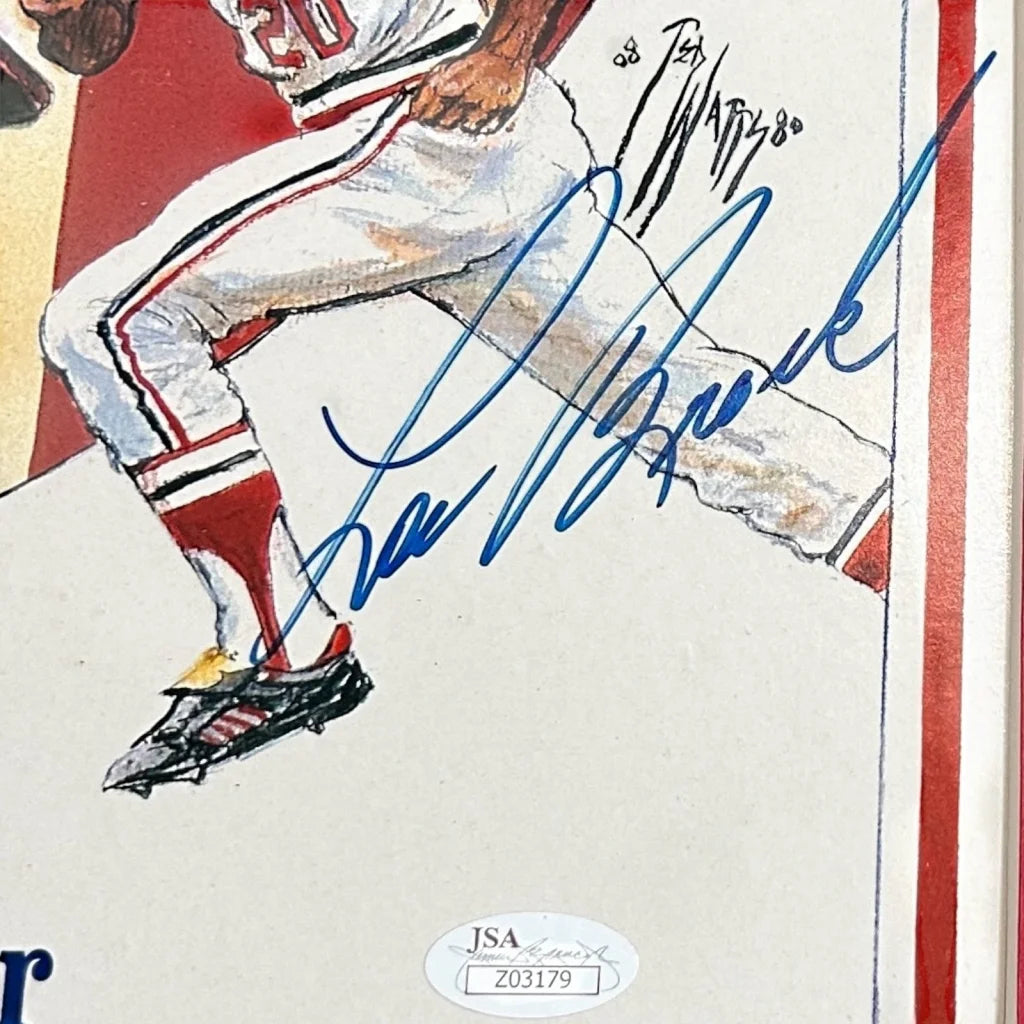 Deluxe framed autographed baseball card with JSA certification sticker