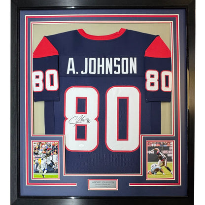 Framed autographed NFL Football Jersey with display cards ready to hang on your wall