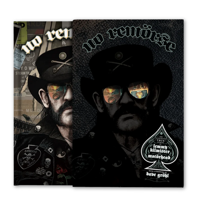 Lemmy Kilmister illustrated true stories art with slim jim phantom style and bold contrast