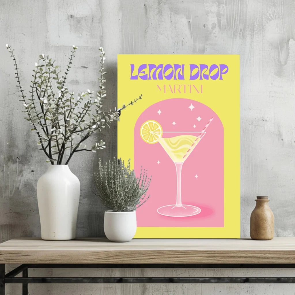 Lemon Drop Martini Insigne Aluminum Print with Modern Elegance | Glass Wall Art Print | vintageantiquesgifts.com