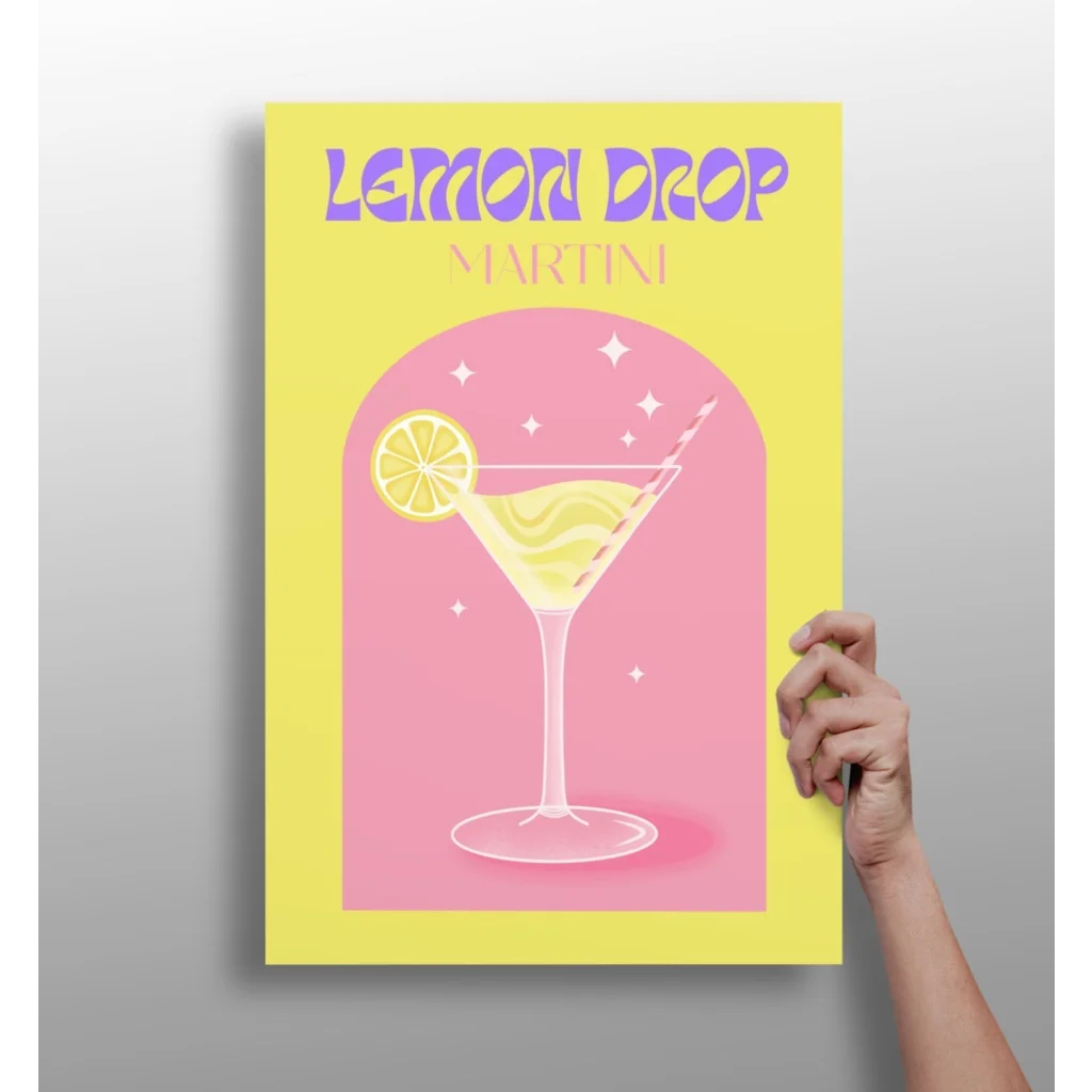 Lemon Drop Martini Insigne Aluminum Print with Modern Elegance | Insigneart USA | vintageantiquesgifts.com