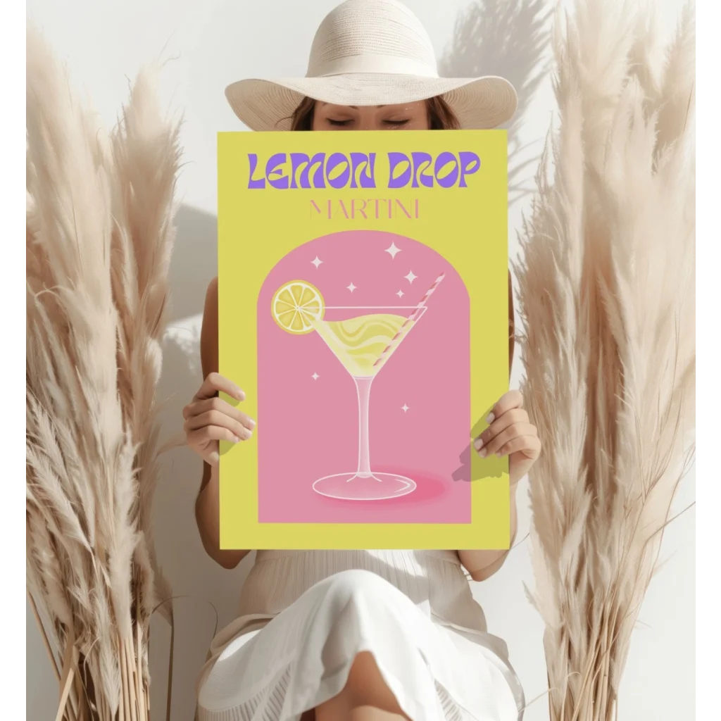 Lemon Drop Martini Insigne Aluminum Print with Modern Elegance | Contemporary Home Wall Art | vintageantiquesgifts.com
