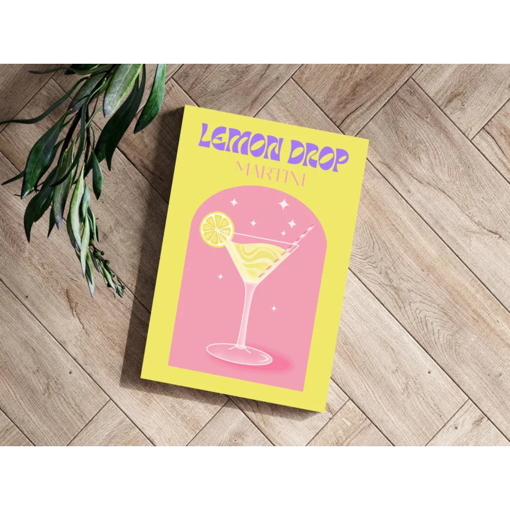 Lemon Drop Martini Insigne Aluminum Print with Modern Elegance | Modern Wall Art Decor | vintageantiquesgifts.com