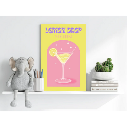 Vibrant lemon drop martini poster on Insigne Aluminum print with modern elegance