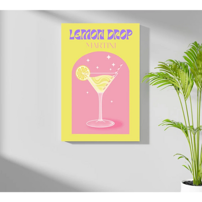 Vibrant lemon drop martini insigne aluminum print in modern elegance
