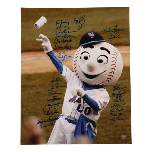 Autographed New York Mets photo with Lenny Dykstra Kevin Elster Tim Corcoran signatures