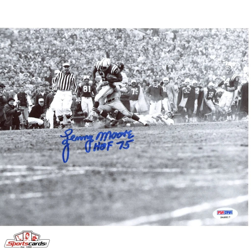 Lenny Moore signed 8x10 photo HOF 75 PSA DNA authenticated