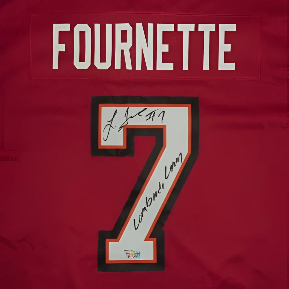 Leonard Fournette autographed Tampa Bay Buccaneers red Nike jersey #7