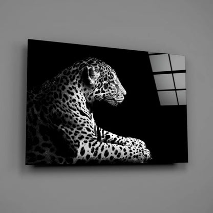 Black and white leopard wall art canvas print with spotted coat