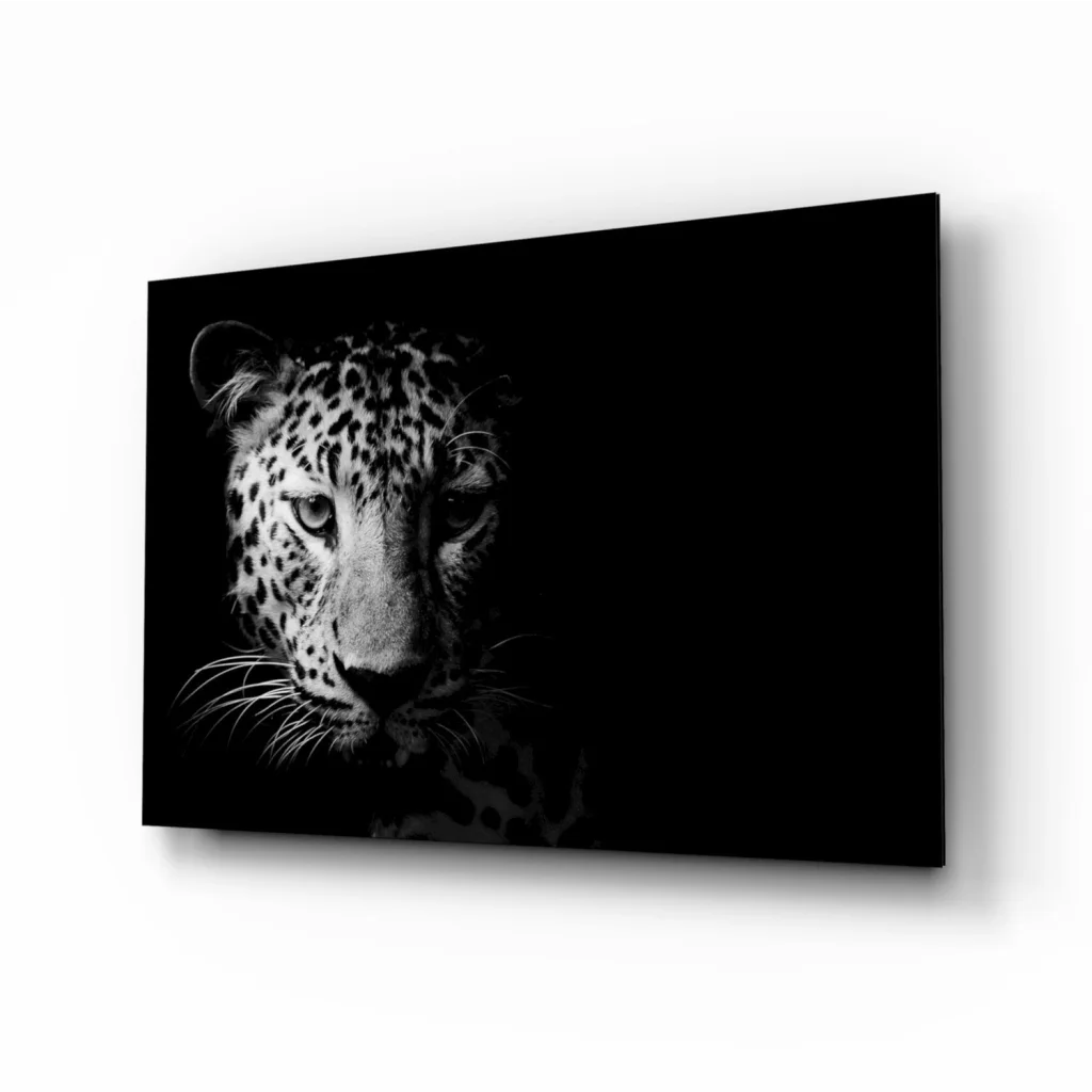 Stunning Leopard Face Canvas Wall Art in Bold Black and White | Insigneart USA | vintageantiquesgifts.com