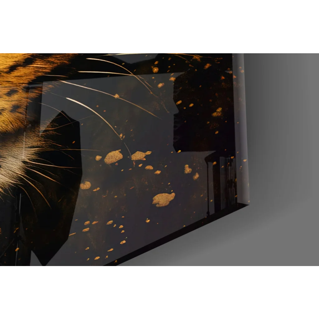 Stunning black gold leopard glass wall art portrait