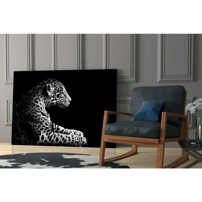Black and white leopard wall art canvas print with bold spots