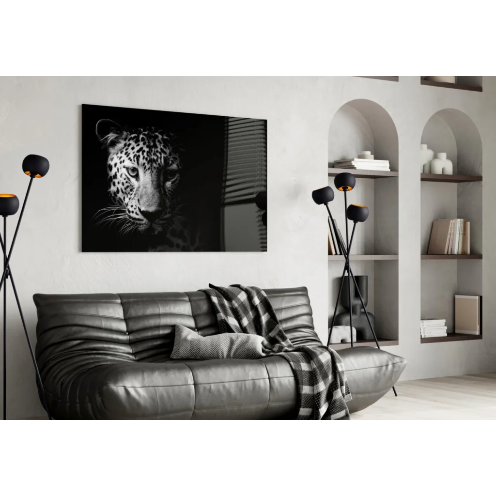 Stunning Leopard Face Canvas Wall Art in Bold Black and White | Contemporary Home Wall Art | vintageantiquesgifts.com