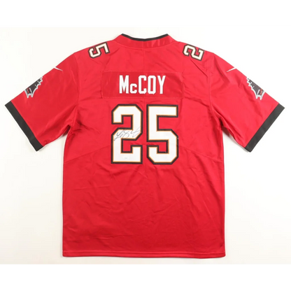 Back of LeSean McCoy signed Buccaneers Nike jersey with JSA COA, number 25